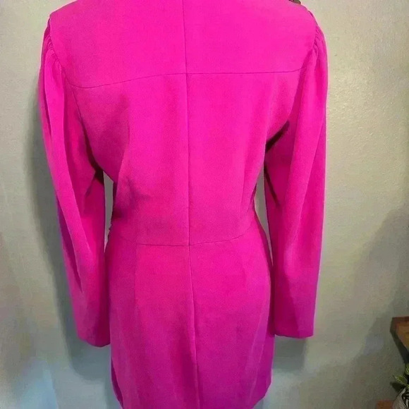 A.L.C Jane crepe Mini Dress in Hot Pink Long Sleeve wrap ALC 6 Christmas Holiday - Picture 9 of 16